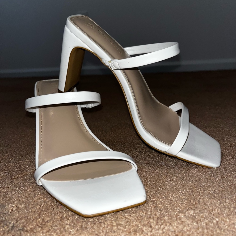 White Strap Slide Heel